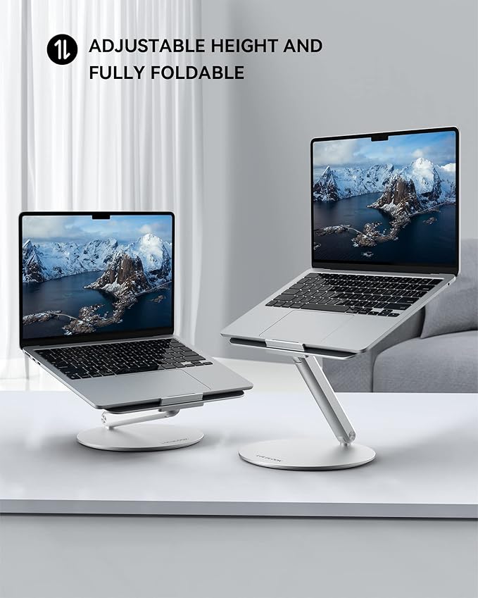 LULULOOK Laptop Stand for Desk 2025, 360 Rotating Adjustable Laptop Riser - Image 3