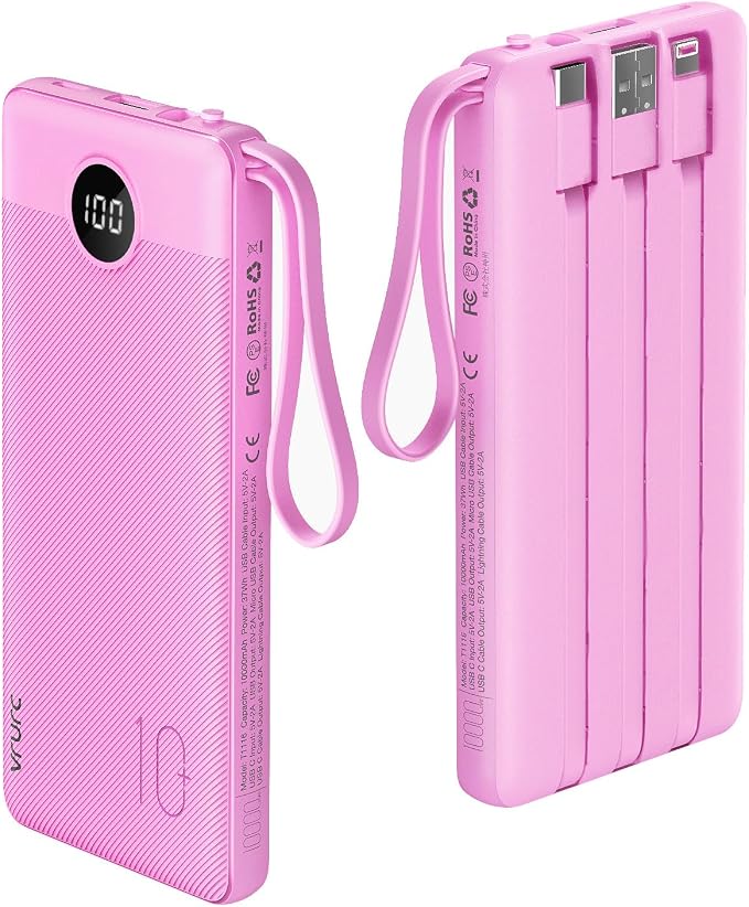 VRURC Portable Charger 10000mAh, Travel Essentials Battery Pack, 5 Output 2 by Home