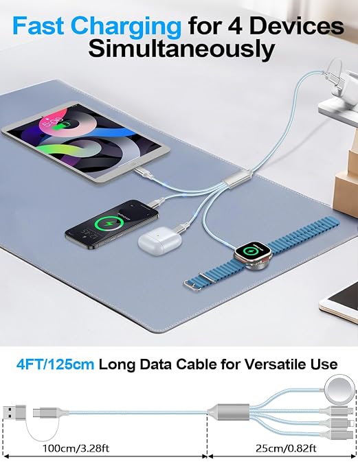 2 Pack Charging Cable for Apple Watch Charger/Samsung/iPhone Charger, - Image 3