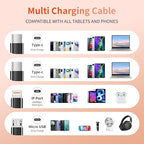 Multi Charging Cable, Dual Type-C Multiple Charger Cable Nylon Braided 4 in 1 - Image 2