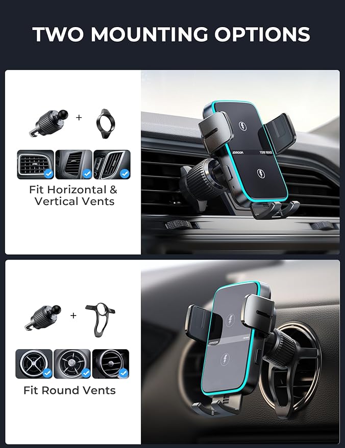 JOYROOM Wireless Car Charger Mount【Dual Coil】 Car Phone Holder Charger - Image 5