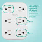Philips EZFit 6-Outlet Surge Protector Outlet Extender, Wall Tap, Grounded - Image 3