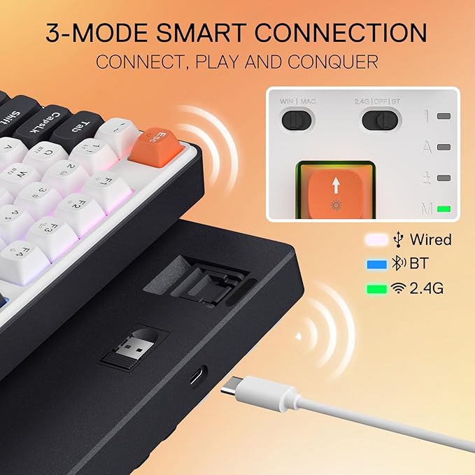 Redragon K689 PRO Wireless Gasket RGB Gaming Keyboard, 108 Keys Mechanical - Image 3