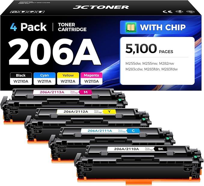 206A Toner Cartridge Set 4-Pack High Yield Replacement by JCTONER