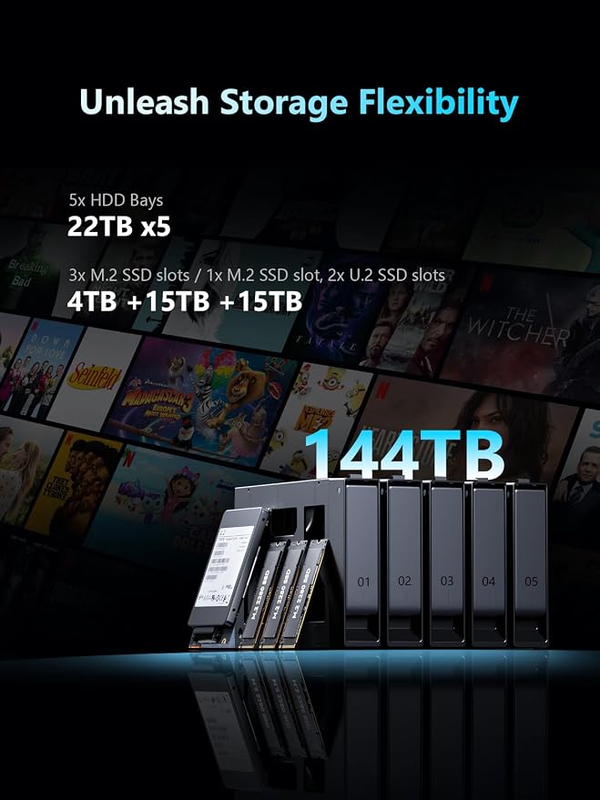 MINISFORUM N5 Pro 5-Bay Desktop AI NAS, AMD Ryzen AI 9 HX PRO 370 CPU, 16GB DDR5 - Image 5