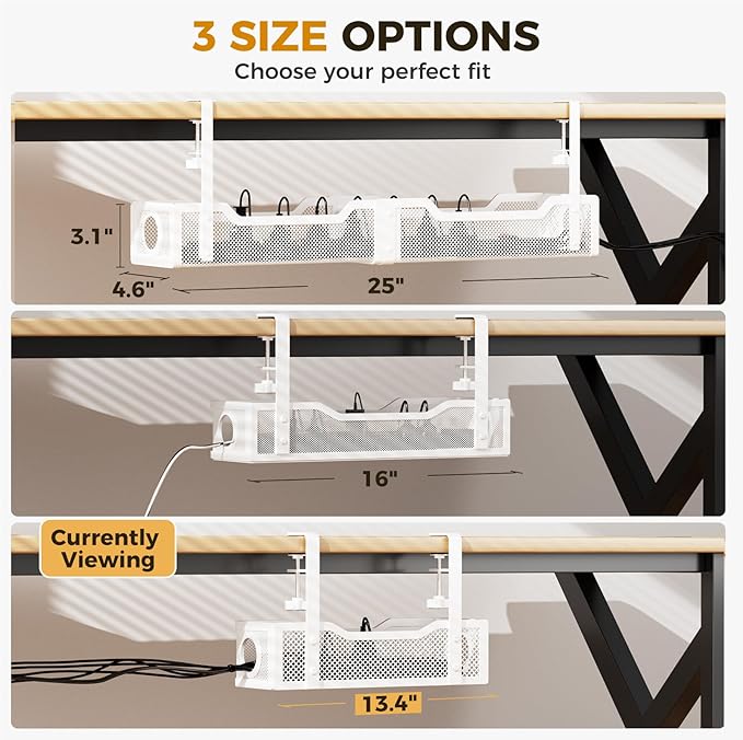 4 Pack Under Desk Cable Management Box White, Cinati 53.6" Wire Organizers No - Image 6