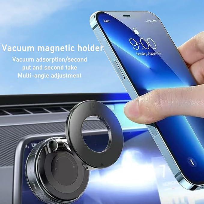 Vacuum Magnetic Phone Holder, 360° Adjustable Magnetic Car Mount, Foldable - Image 6