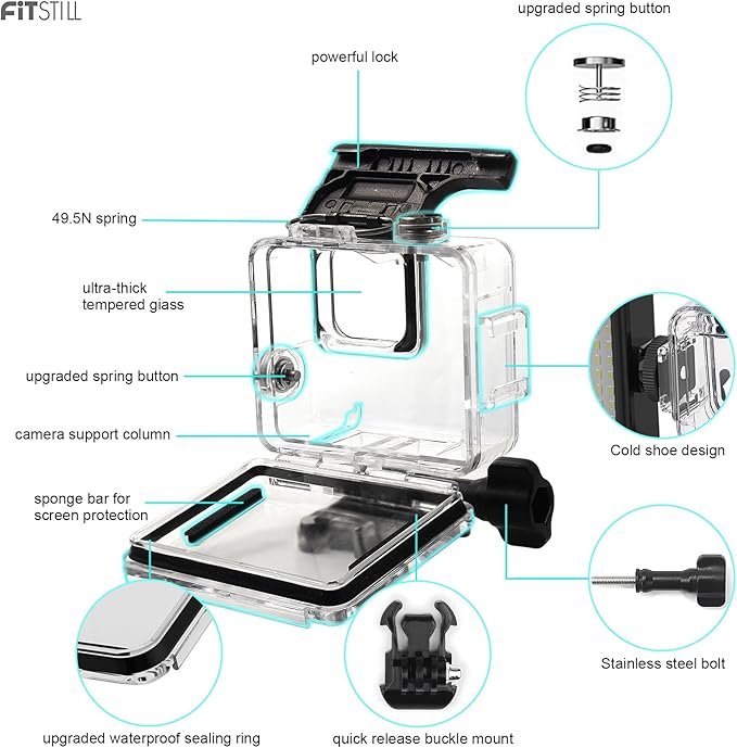 FitStill 196FT/60M Underwater Waterproof Diving Housing Compatible - Image 5