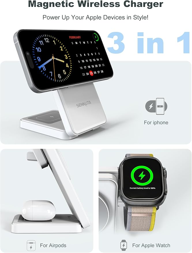 2025 Upgraded Wireless Charger for Apple: 3 in 1 Charging Station Foldable Fast - Image 2