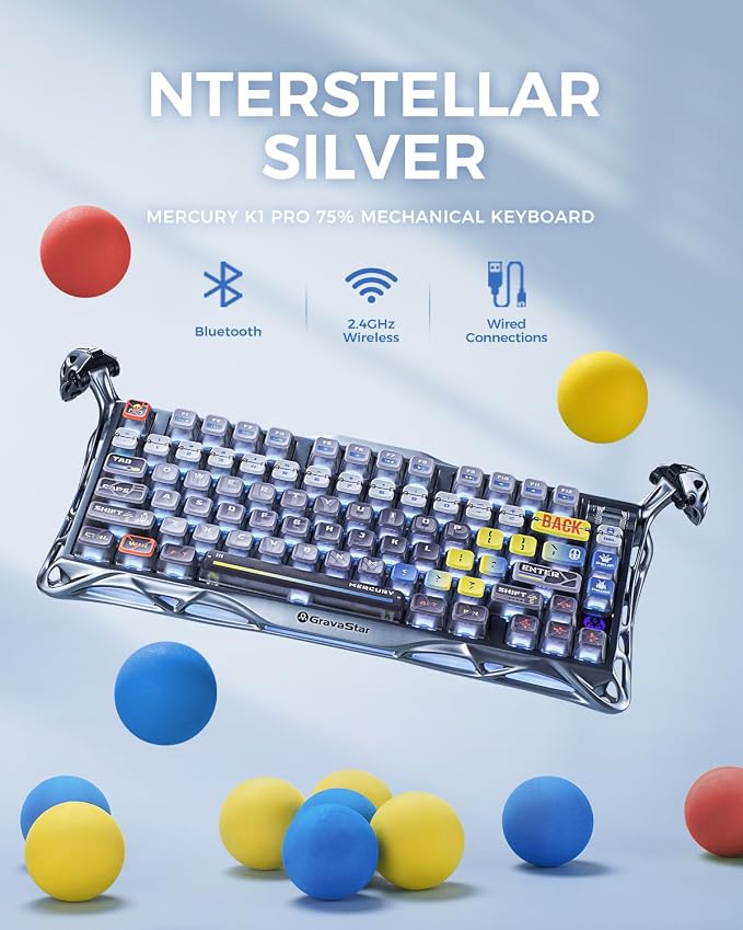 GravaStar Mercury K1 Pro Wireless Mechanical Gaming Keyboard, 75% Layout RGB - Image 2