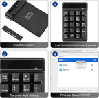 RaceGT Bluetooth Number pad, 19-Keys Wireless Numeric Keypad, Portable Mini - Image 5