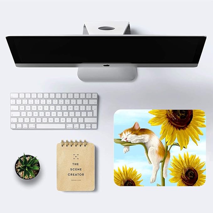 Cats and Sunflowers Mouse Pad Non-Slip Rubber Base Gaming MousePads - Image 6