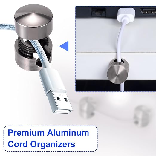 2 Sets Charger Holders for Cords, Adhesive Metal Cord Clips, Cable Management - Image 5