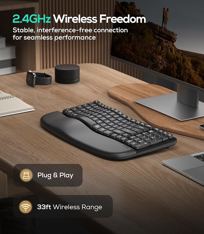 Nulea RT08 Wave Keys Wireless Ergonomic Keyboard - Image 4