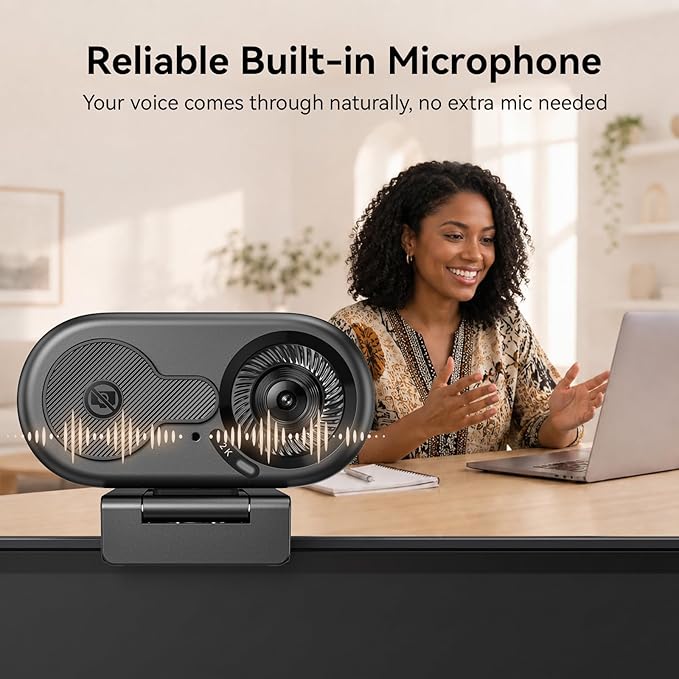 EMEET C100 2K Webcam for PC, Built-in Mic, Rotating Privacy Cover, Portable - Image 3