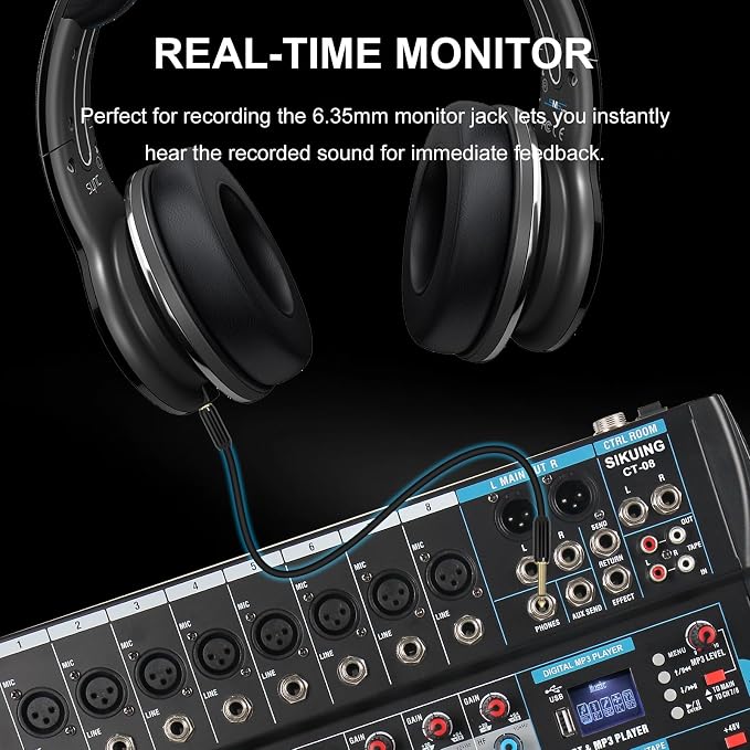 8 Channel Audio Mixer Sound Board Mixer 16 DSP Effect Audio Interfacer w/USB - Image 6