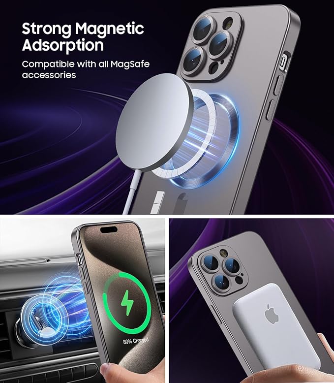 Magnetic for iPhone 15 Pro Max Case Slim Soft Silicone Bumper Shockproof - Image 2