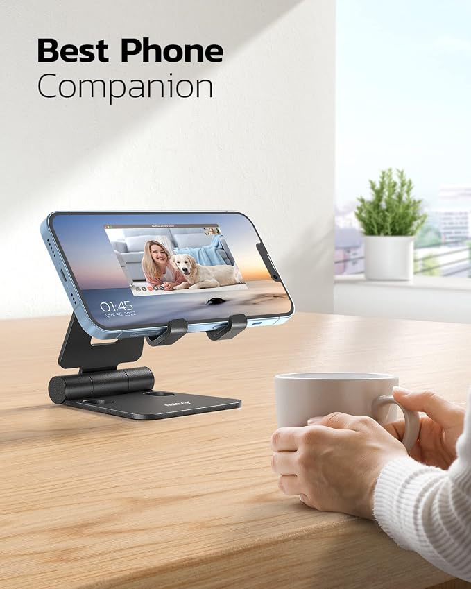 Nulaxy Dual Folding Cell Phone Stand, Fully Adjustable Foldable Desktop Phone - Image 7