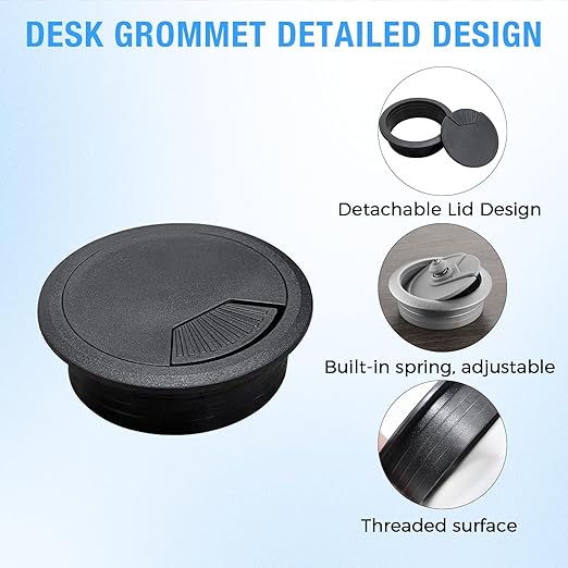 Desk Grommet 2", Desk Cord Hole Cover, Cable Grommet ABS Plastic, Desk Hole - Image 3