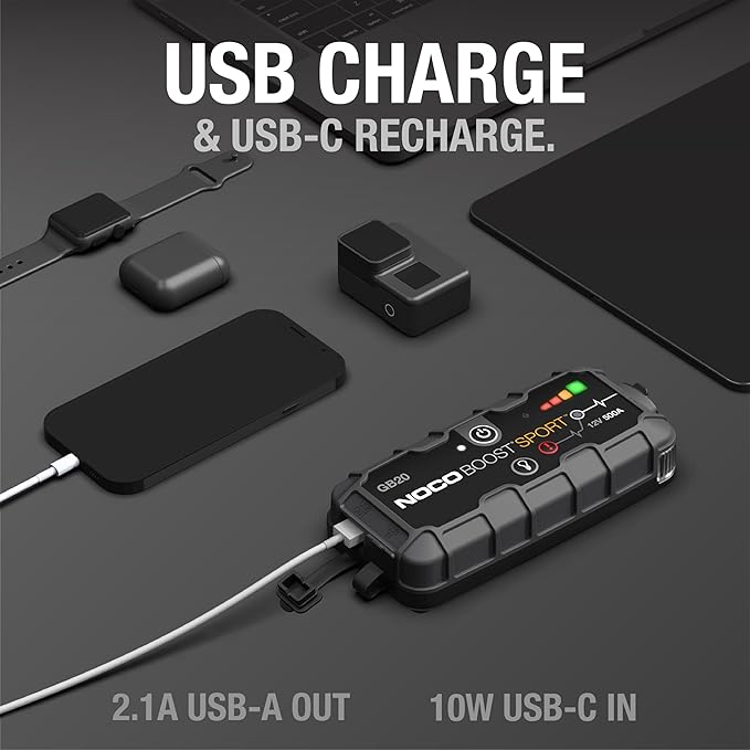 NOCO Boost GB20: 500A UltraSafe Jump Starter – 12V Lithium Battery Booster Pack - Image 4