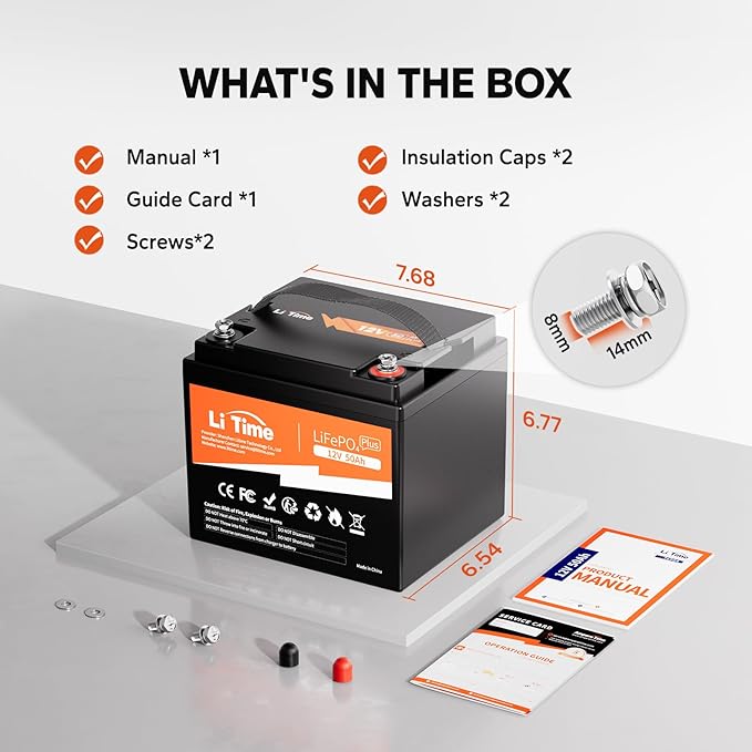 LiTime 12V 50Ah LiFePO4 Lithium Battery 12.8 Volt Deep Cycle Battery, 4000+ - Image 2