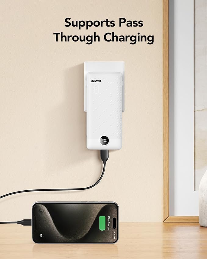 VRURC Portable Charger with Cables and Wall Plug | Power Bank with Cords | - Image 2