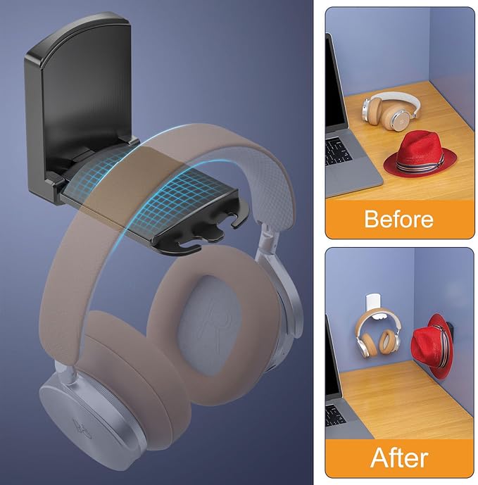 2-Pack Headphone Stand, Sticky Adhesive Headset Hanger - Image 6