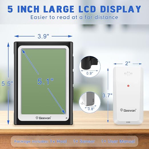 Geevon Large Display Digital Thermometer Hygrometer, Accurate Indoor Outdoor - Image 3