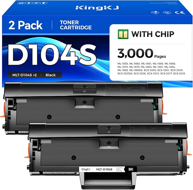 MLT-D104S Toner Cartridge Black 2-Pack High-Yield Replacement by KingKJInkToner
