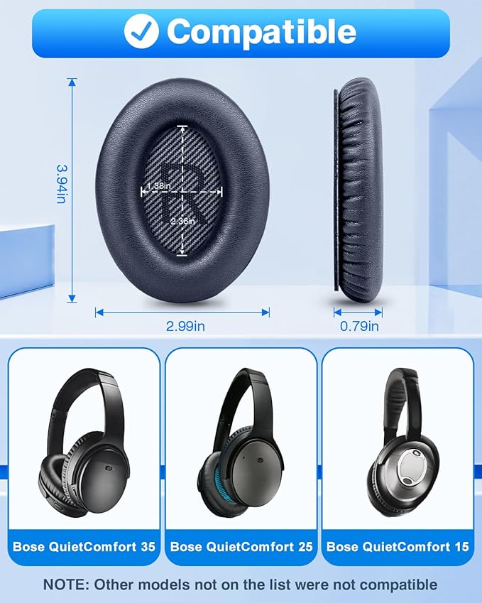Link Dream Ear Pads for Bose Quiet Comfort 35 Soft Protein Leather Replacement - Image 2