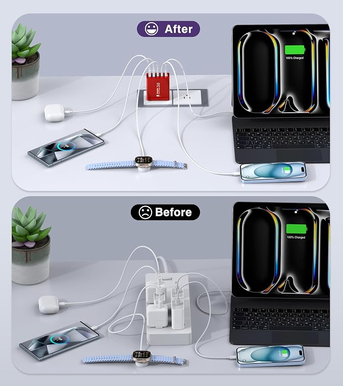 2Pack USB C Fast Charger Block, 50W 5-Port Type C Wall Charger Brick, Pad - Image 4