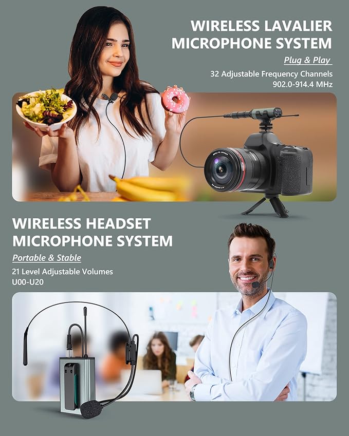 ttstar Wireless Microphone System Headset/Stand/Lavalier Mic - Image 3