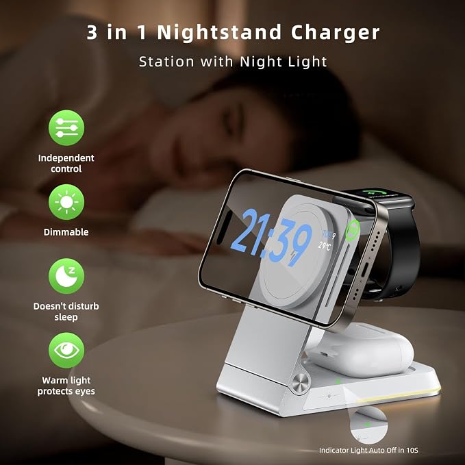 Aluminum 3 in 1 Wireless Charging Station, Foldable Wireless Charger - Image 3