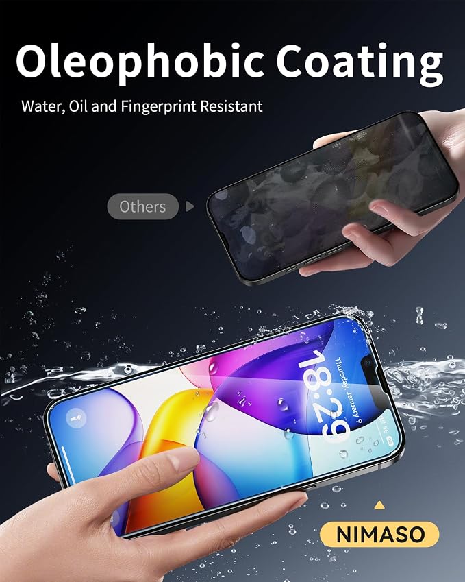 NIMASO for iPhone 16e/13 Pro/13/14 Screen Protector, 2 Pack HD Clear Tempered - Image 5