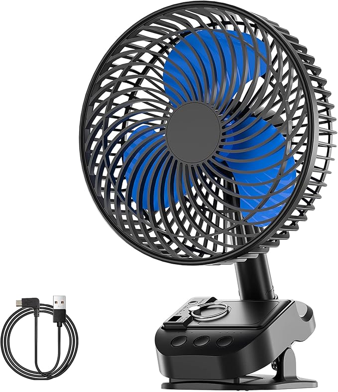ATEngeus 4 in1 USB Fan, 8” Clip Fan, 10000mAh Rechargeable Table Fan, 5 Speeds by ATEngeus