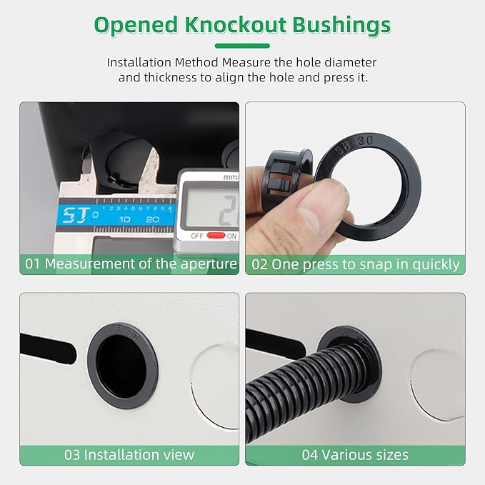 7/8" Black Snap-in Knockout Insulating Bushing Grommets, Plastic Cable Hole - Image 7