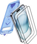 2+2 Pack Compatible with iPhone 15 Screen Protector 6.1" Tempered Glass with by MOCOLL