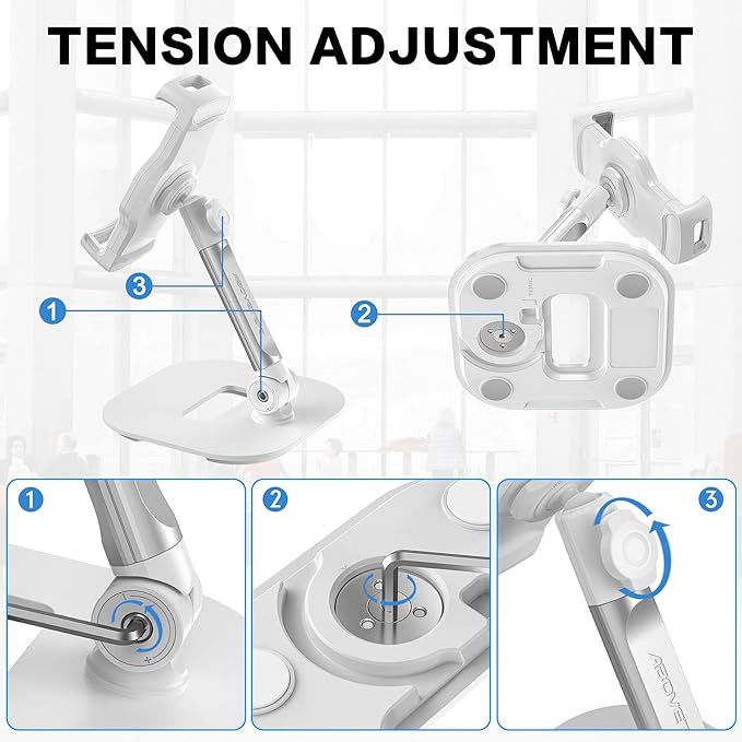 AboveTEK Upgraded Desktop Tablet Stand, 360° Swivel Tablet & Phone Desk Mount - Image 5