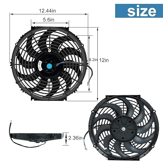 2PCS 12 Inch Universal Slim Fan Push Pull Electric Radiator Cooling 12V 80W - Image 3