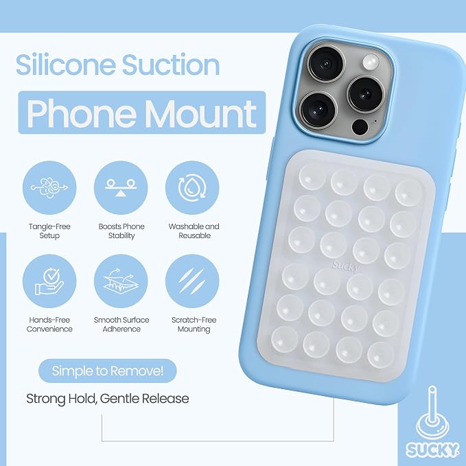 SUCKY Silicone Suction Phone Case Adhesive Octo Cup Buddy Mount - Image 2