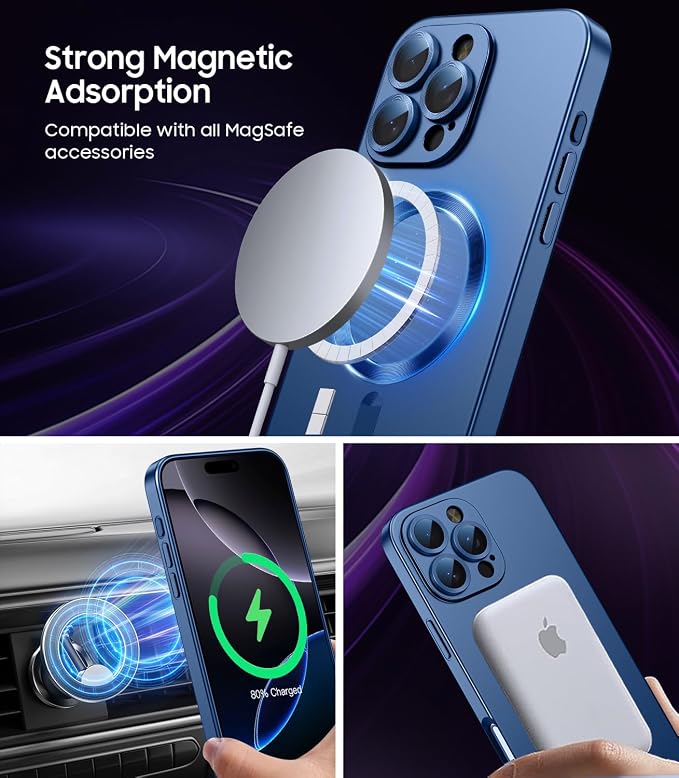 Magnetic for iPhone 16 Pro Case Slim Soft Silicone Bumper Shockproof Metallic - Image 3