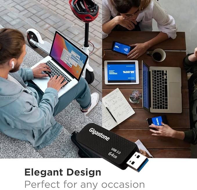 GIGASTONE 64GB Flash Drive Z30 USB 3.2 Gen 1, 80MB/s Ultra Fast, Keychain Loop - Image 3