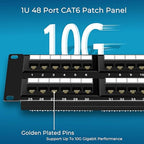 Rapink Patch Panel 48 Port Cat6 10G Support, Network Patch Panel UTP 19-Inch - Image 4