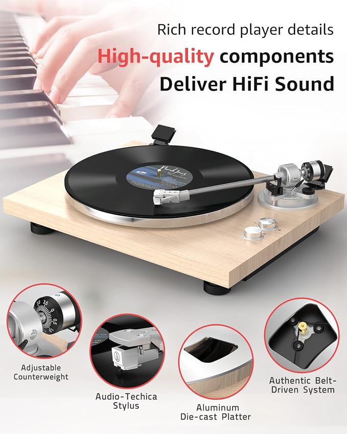 Turntable Record Player Wireless Output Carbon Fiber Tonearm Vinyl Player - Image 3