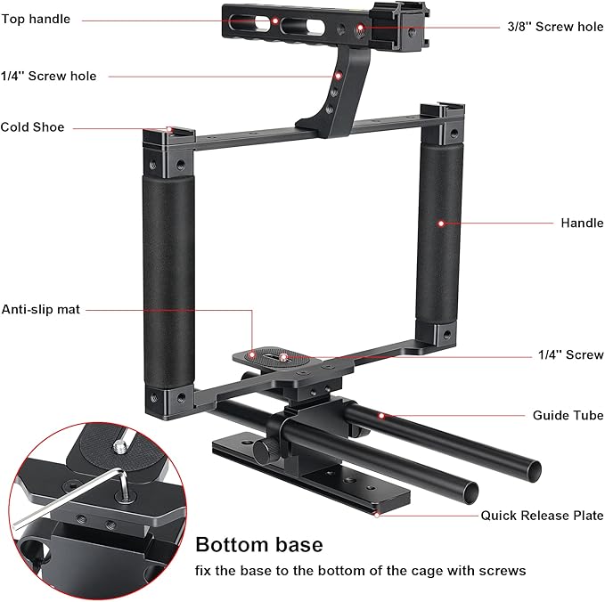 Universal Aluminum Alloy DSLR Mirrorless Camera Camcorder Stabilizer Extension - Image 4