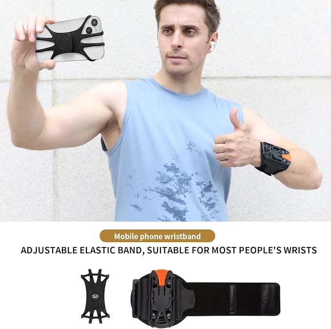 Wristband Phone Holder for Running, 360°Rotation & Detachable Sports Armband - Image 3
