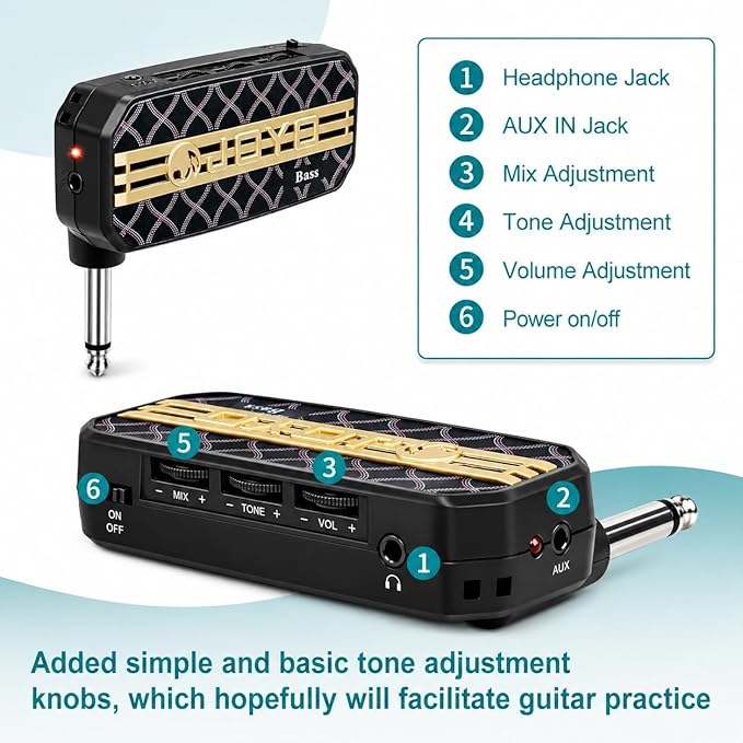 Bass Headphone Amp Portable Mini Practice Amplifier - Image 4