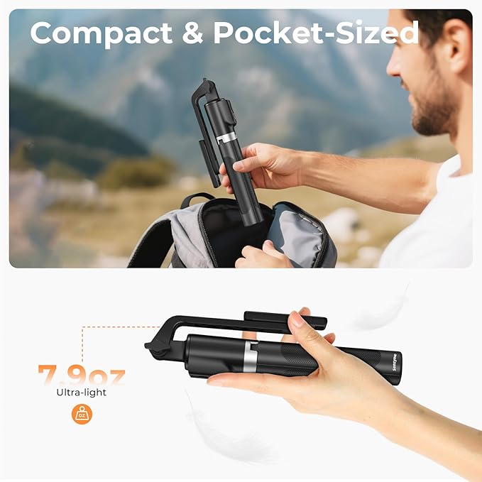 Sensyne Selfie Stick for Phone, Extendable Travel Tripod - Image 2
