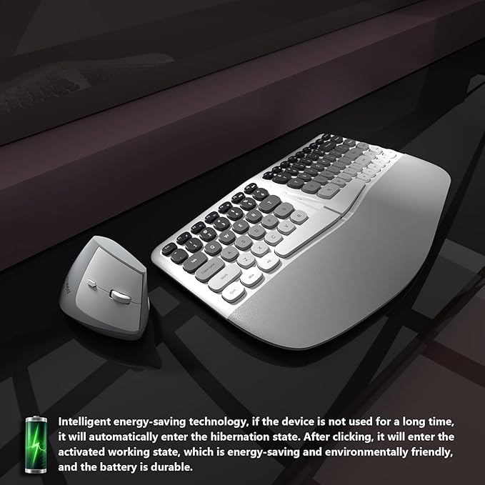 Ergonomic Wireless Keyboard and Mouse Set Creamy Wireless Keyboard Silent Mice - Image 3