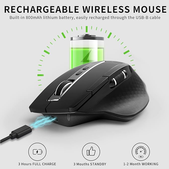Rapoo Bluetooth Wireless Mouse, 4 Adjustable DPI Rechargeable, Laser Mouse - Image 5